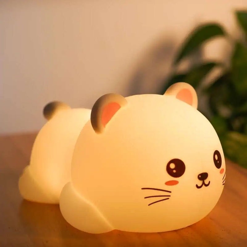 Bluejw Cat Night Light - Soft Silicone LED Night Light, Cute Cartoon Kitten Lamp for Kids Bedroom, Christmas Gifts, Nursery Decor - Image 3